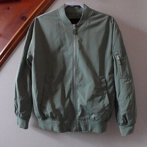 Bershka Men's XS Green Zip-Up Bomber Jacket